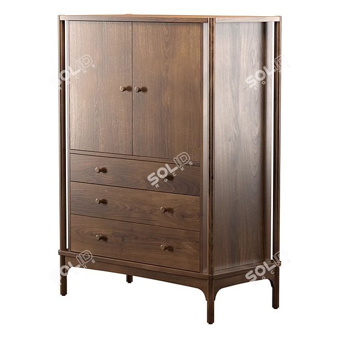 Elegant Walnut Grove Storage Chest 3D model image 1