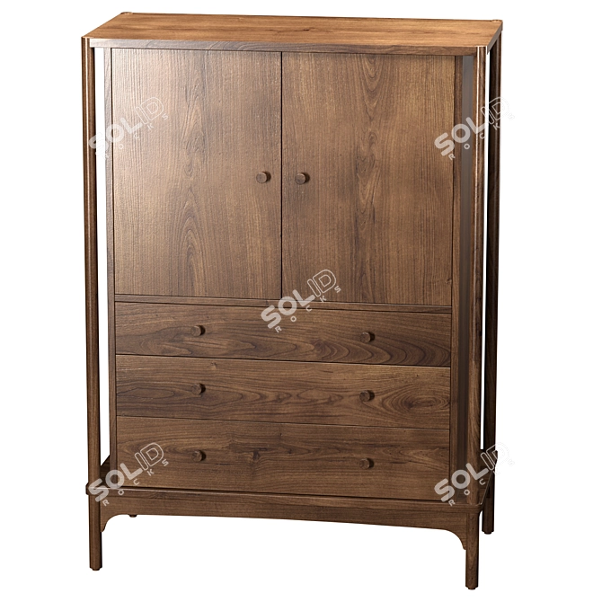 Elegant Walnut Grove Storage Chest 3D model image 3