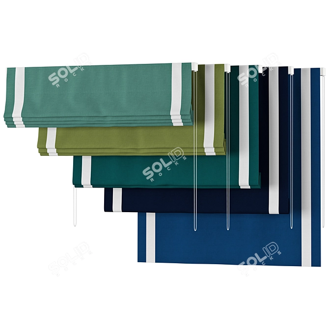 Indigo Chevalle Roman Curtain: Elegant Loganova Design 3D model image 2