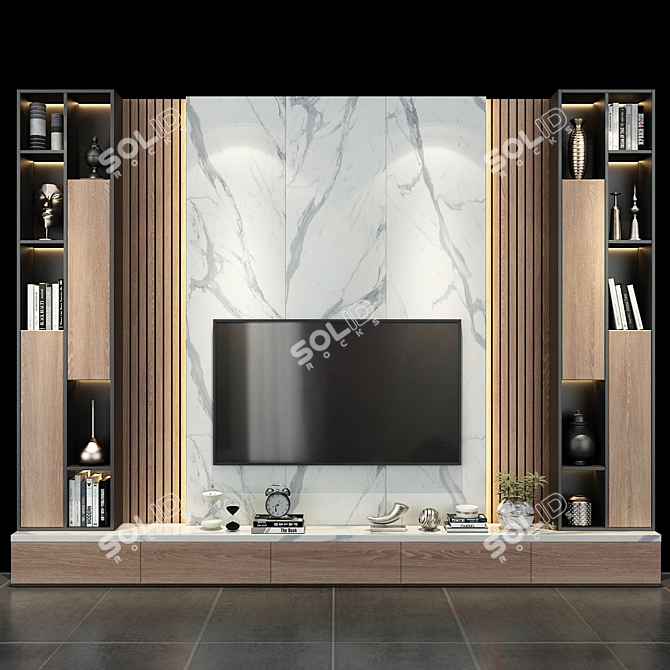 Modern TV Wall Set 0170 3D model image 1