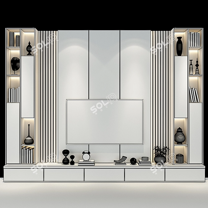 Modern TV Wall Set 0170 3D model image 2