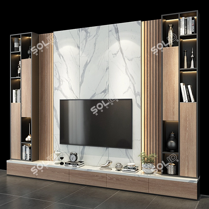 Modern TV Wall Set 0170 3D model image 3