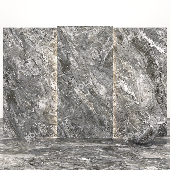 Elegant Bergama Dark Marble: Versatile Slabs & Tiles 3D model image 1