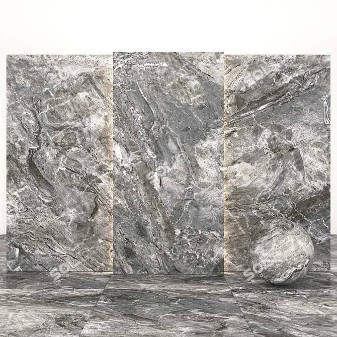 Elegant Bergama Dark Marble: Versatile Slabs & Tiles 3D model image 3