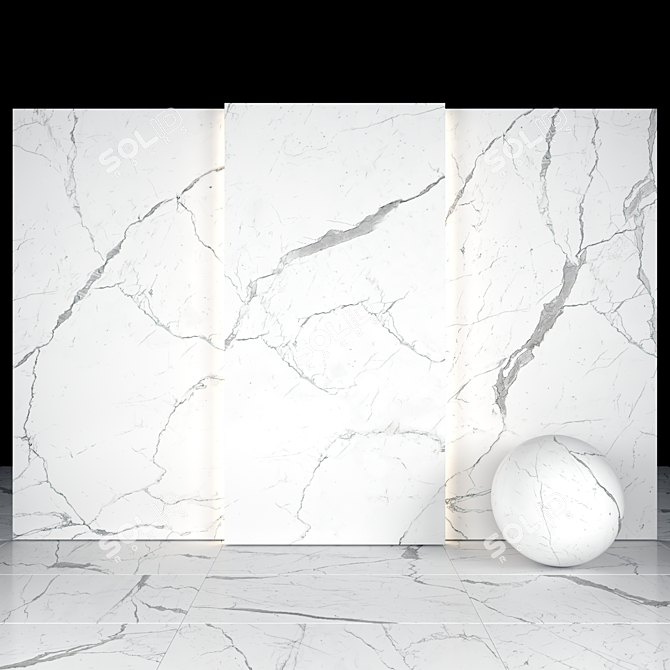 Elegant White Calacatta Tiles 3D model image 1