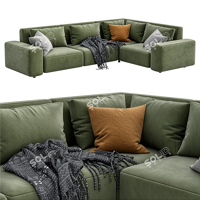 Modern Cross Design Sofa 3D model image 2