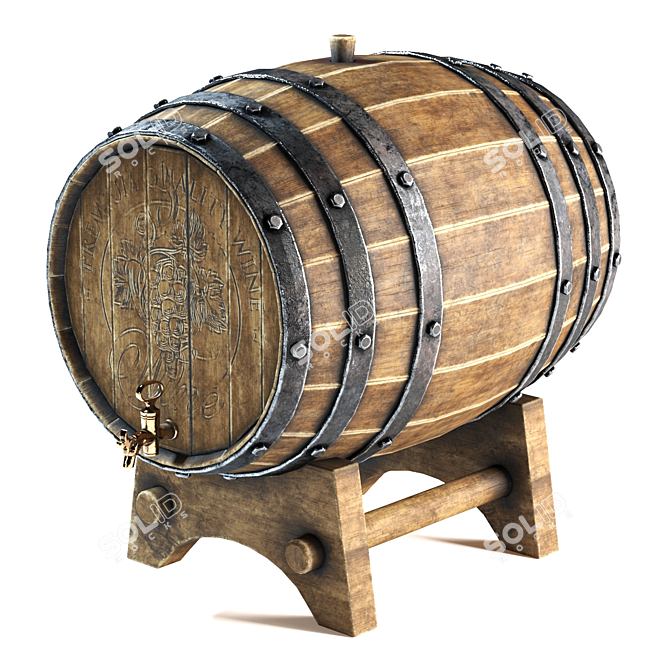 Rustic Wine Barrel - 4096 Textures 3D model image 1