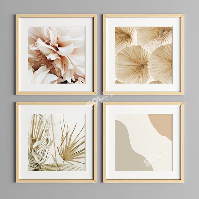 Seamless Art Frame Set: 4 Frames, 7 Material Options 3D model image 2