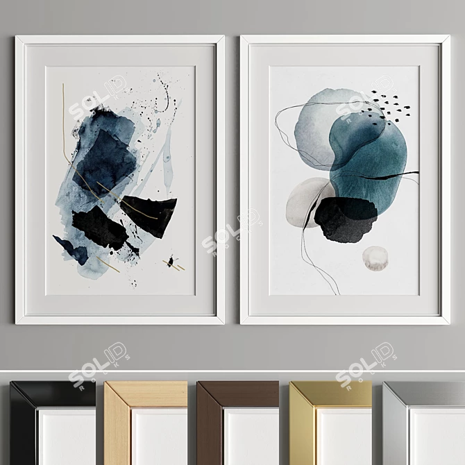 Modern Art Frame A42: 2 Frames, 6 Materials, 50 * 70 cm 3D model image 4