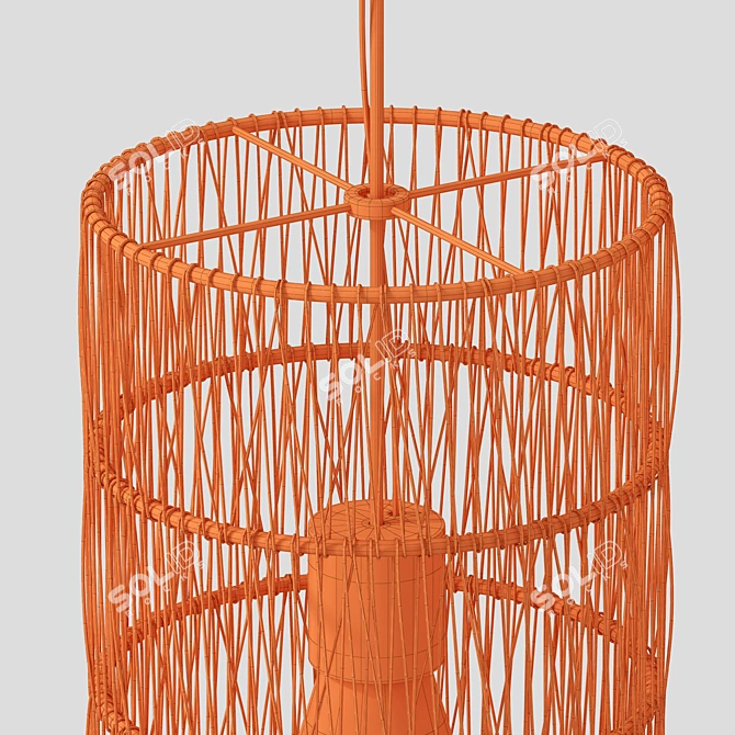 Rotang Rattan Wicker Wood Lamp 3D model image 4