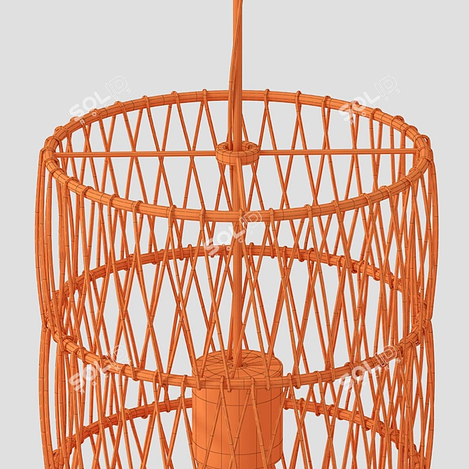 Rotang Rattan Wicker Wood Lamp 3D model image 7