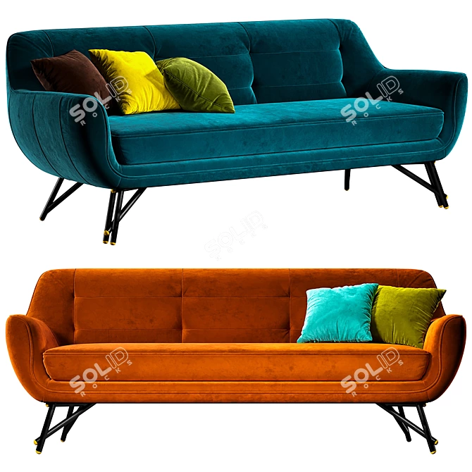 Sleek Sofa Teo with PBR Glossiness 3D model image 1