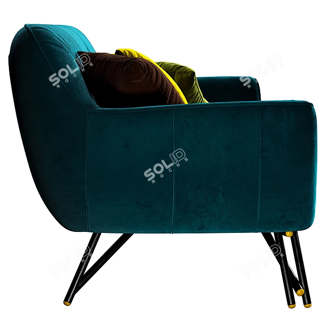 Sleek Sofa Teo with PBR Glossiness 3D model image 2