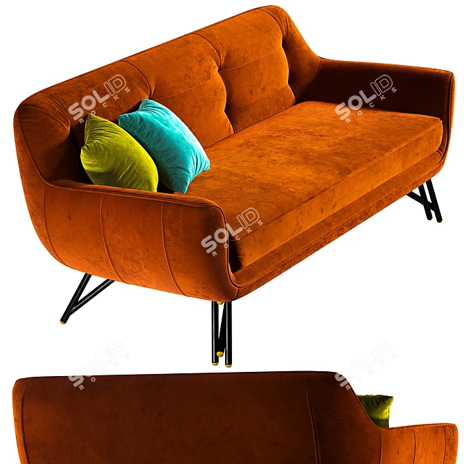 Sleek Sofa Teo with PBR Glossiness 3D model image 4