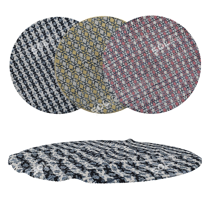 Round Carpet Set: Versatile and Realistic 3D model image 1