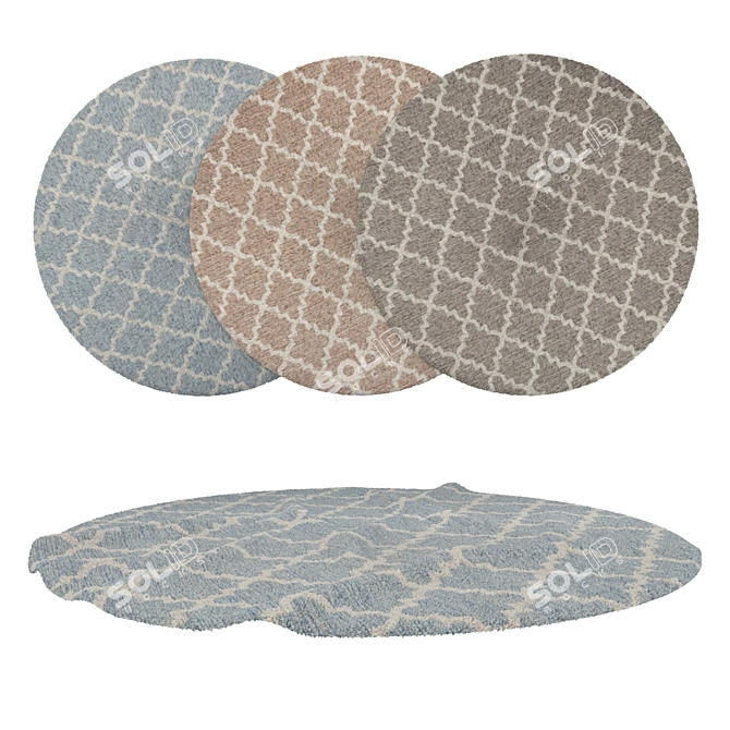 Round Carpet Set with Variations 3D model image 1