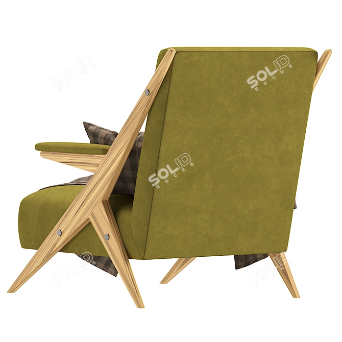 Italian Modernist Velvet Lounge Chairs 3D model image 2