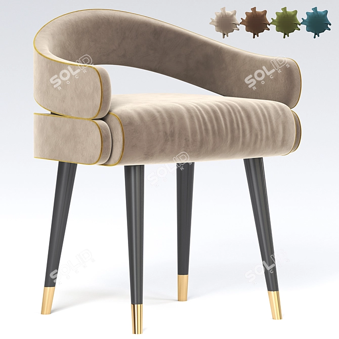 Luxurious Velvet Dining Chair 3D model image 1