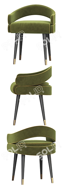 Luxurious Velvet Dining Chair 3D model image 3