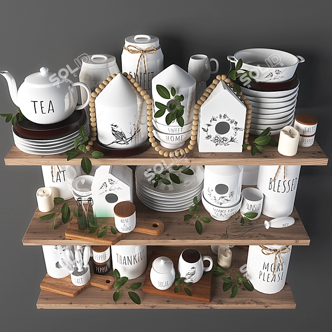 Smooth Kitchen Essentials Set 3D model image 3