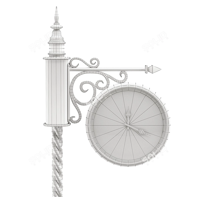 Vintage Street Clock with Lantern 3D model image 3