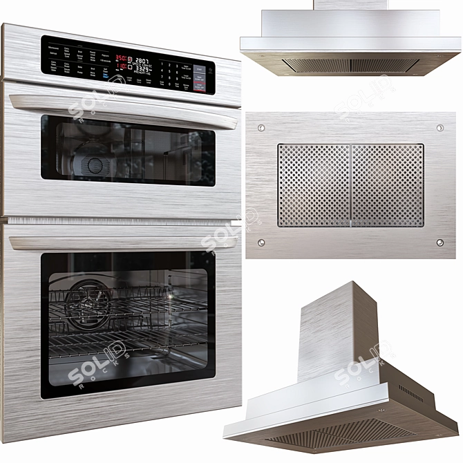 LG Kitchen Essentials: Microwave, Fridge, Stove & Hood 3D model image 2