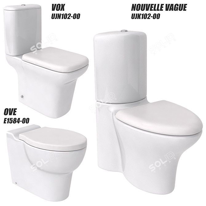 Modern Toilet Bowls with Realistic 3D Models 3D model image 1