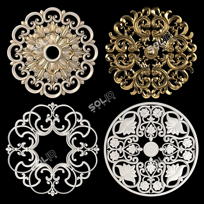 Elegant Decorative Wall Rosettes 3D model image 1