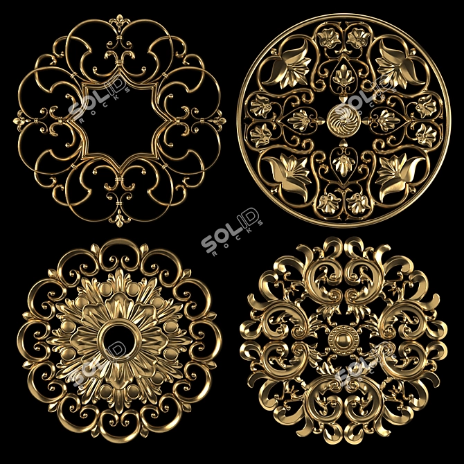 Elegant Decorative Wall Rosettes 3D model image 2