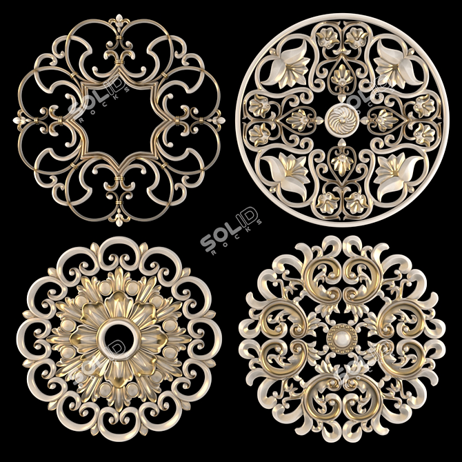 Elegant Decorative Wall Rosettes 3D model image 3