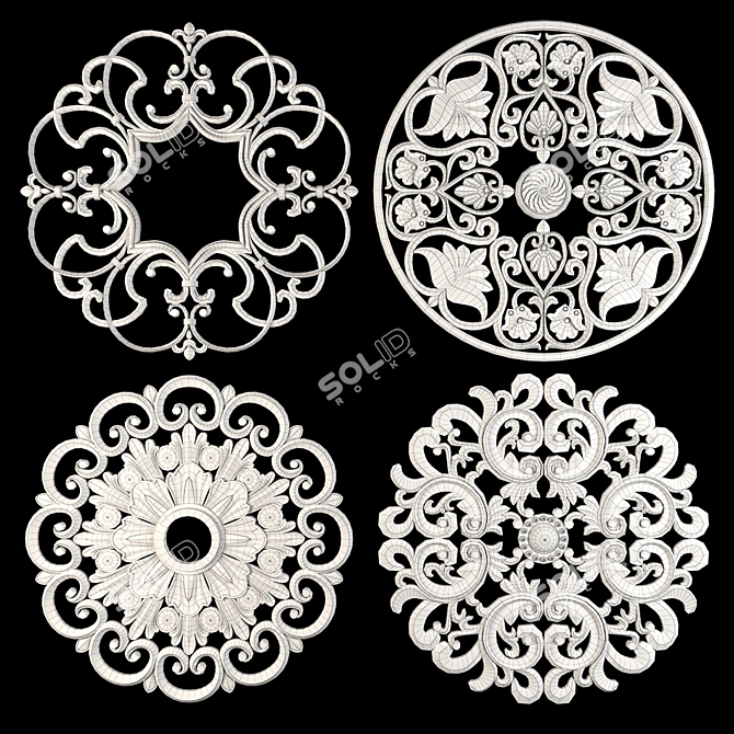 Elegant Decorative Wall Rosettes 3D model image 5