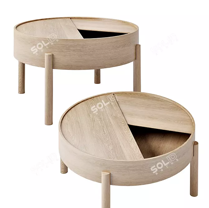 Elegant Oak Arc Coffee Table 3D model image 1