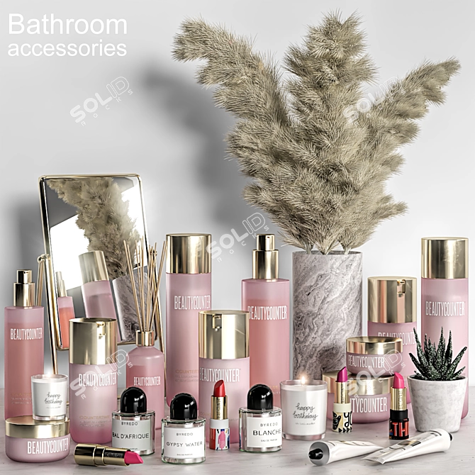 Modern Bathroom Accessories Set 3D model image 1