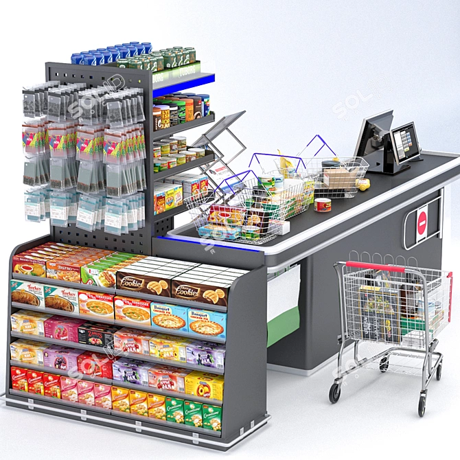 Title: High-Quality Checkout Counter 3D model image 2