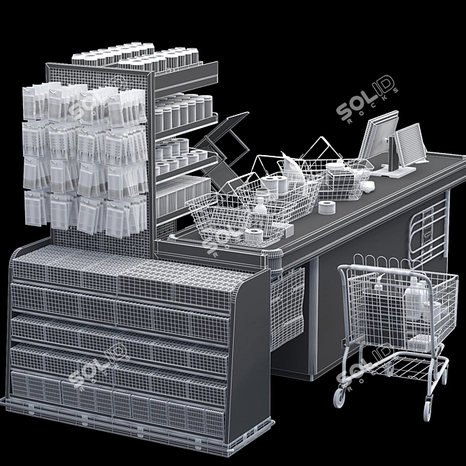 Title: High-Quality Checkout Counter 3D model image 4