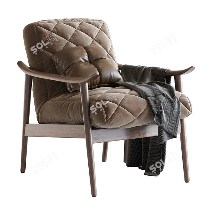 Retro-inspired Vegan Armchair 3D model image 1