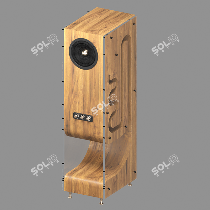 Vintage Wooden Speaker 3D model image 1