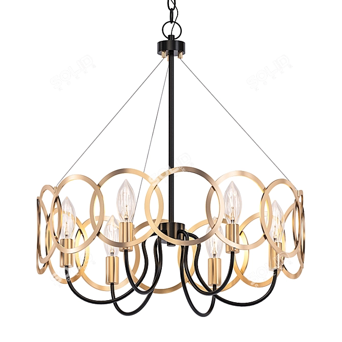 Golden Drum Ceiling Chandelier 3D model image 1