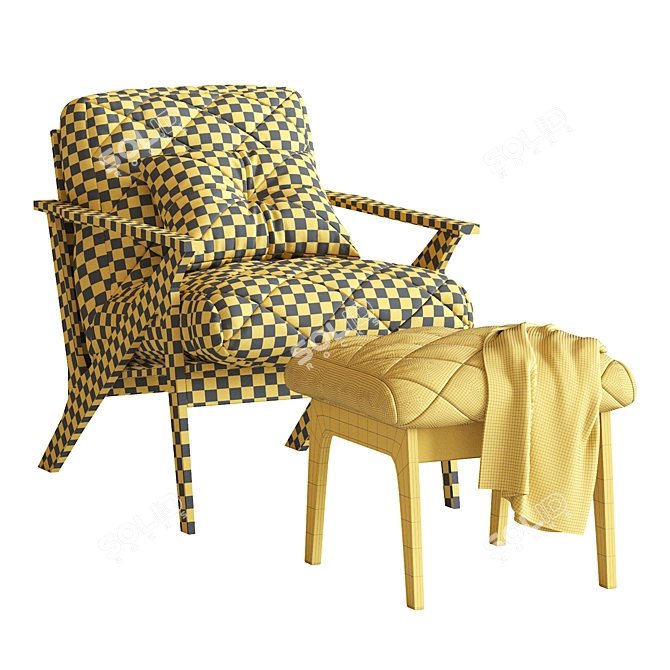 Retro Lounge Chair & Ottoman Set 3D model image 5