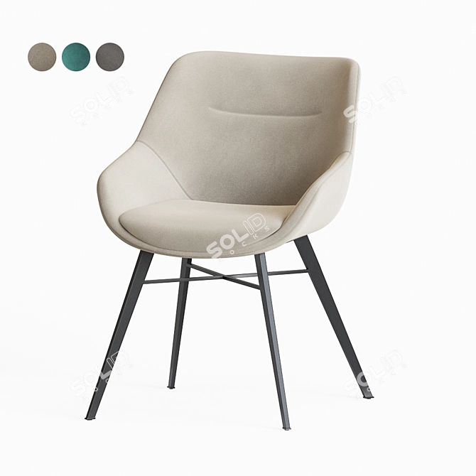 Elegant Luca Dining Chair 3D model image 3
