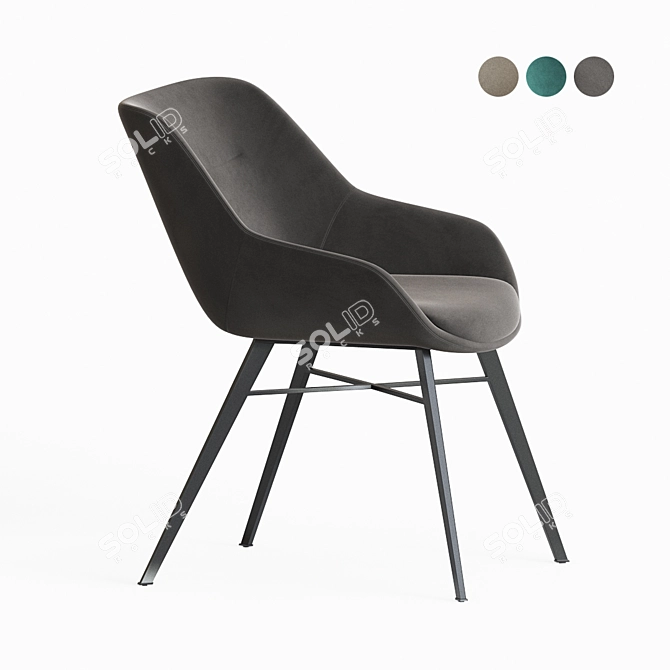 Elegant Luca Dining Chair 3D model image 4