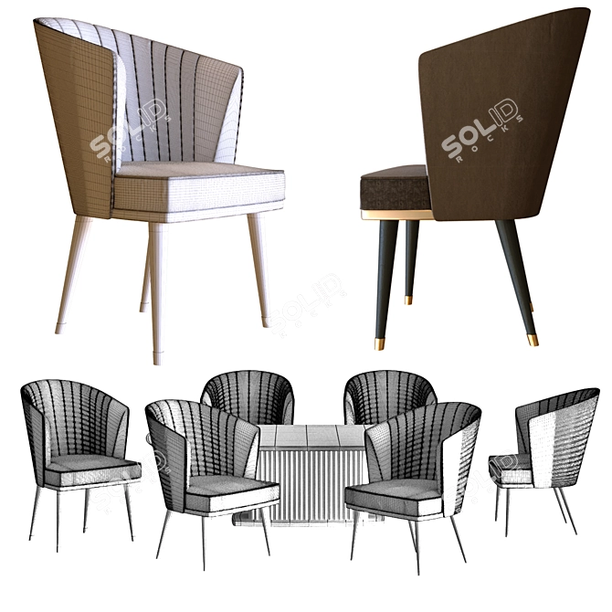 Elegant Chair Table Set 3D model image 4