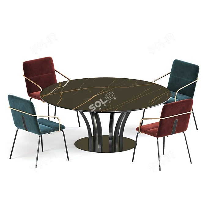 Elegant Honore Table Chair 3D model image 3