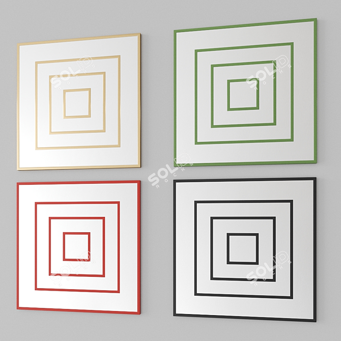 Steel Framed Square Mirror 3D model image 1