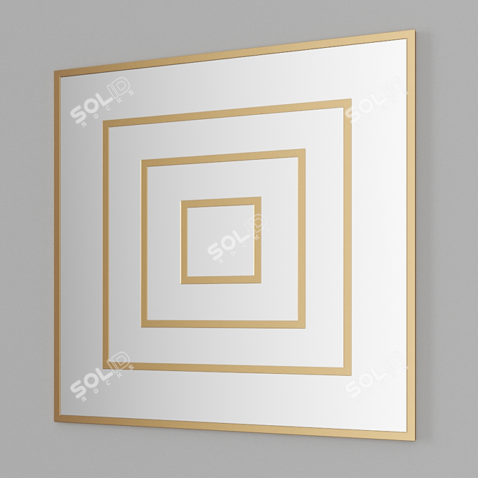 Steel Framed Square Mirror 3D model image 2