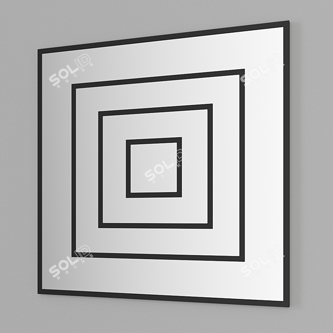 Steel Framed Square Mirror 3D model image 3