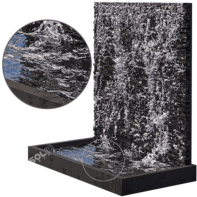 Serenity Falls: Outdoor Water Wall Fountains 3D model image 1