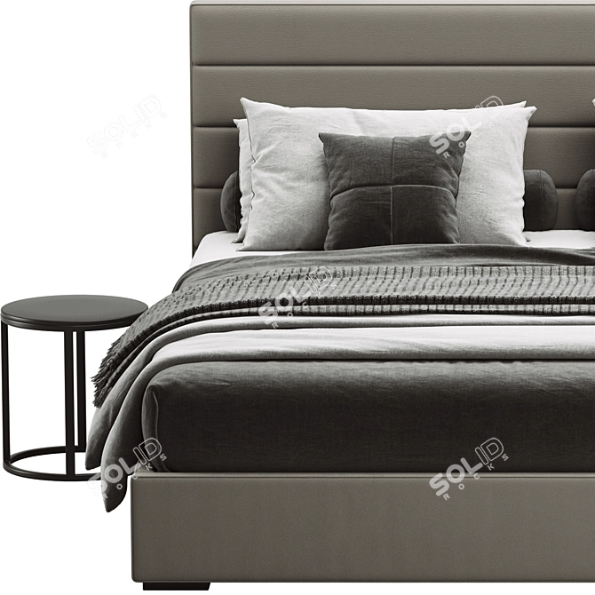 Luxury Modena Panel Fabric Bed 3D model image 4