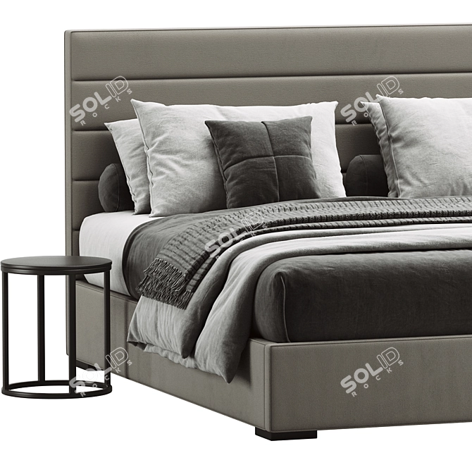 Luxury Modena Panel Fabric Bed 3D model image 5