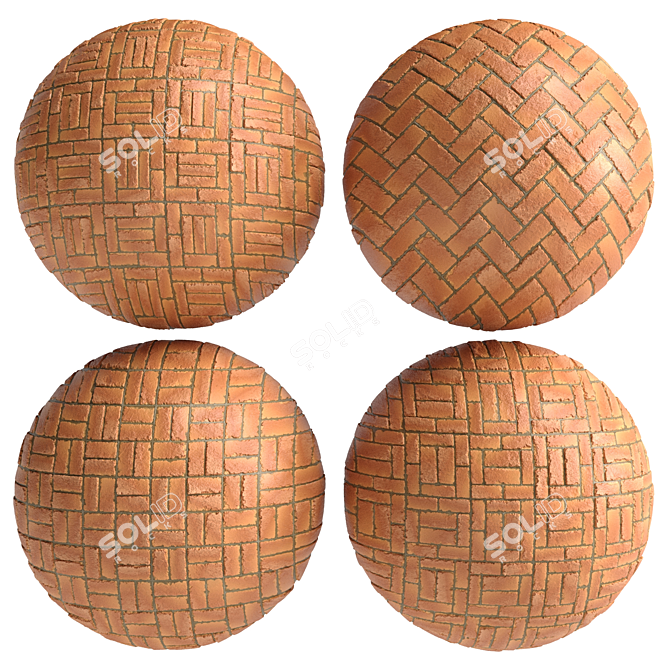 4 Pattern Brick Tiles - PBR Materials 3D model image 1